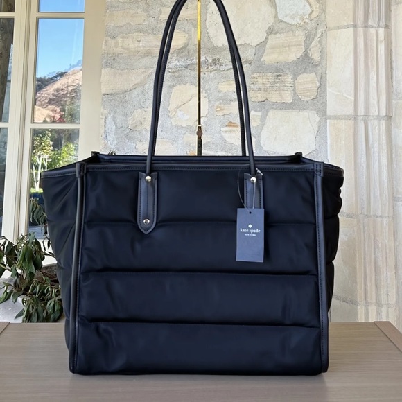Kate Spade Ella Ksny Puffy Extra Large Tote Bag Black Nylon NWT Womens Authentic - Picture 7 of 11